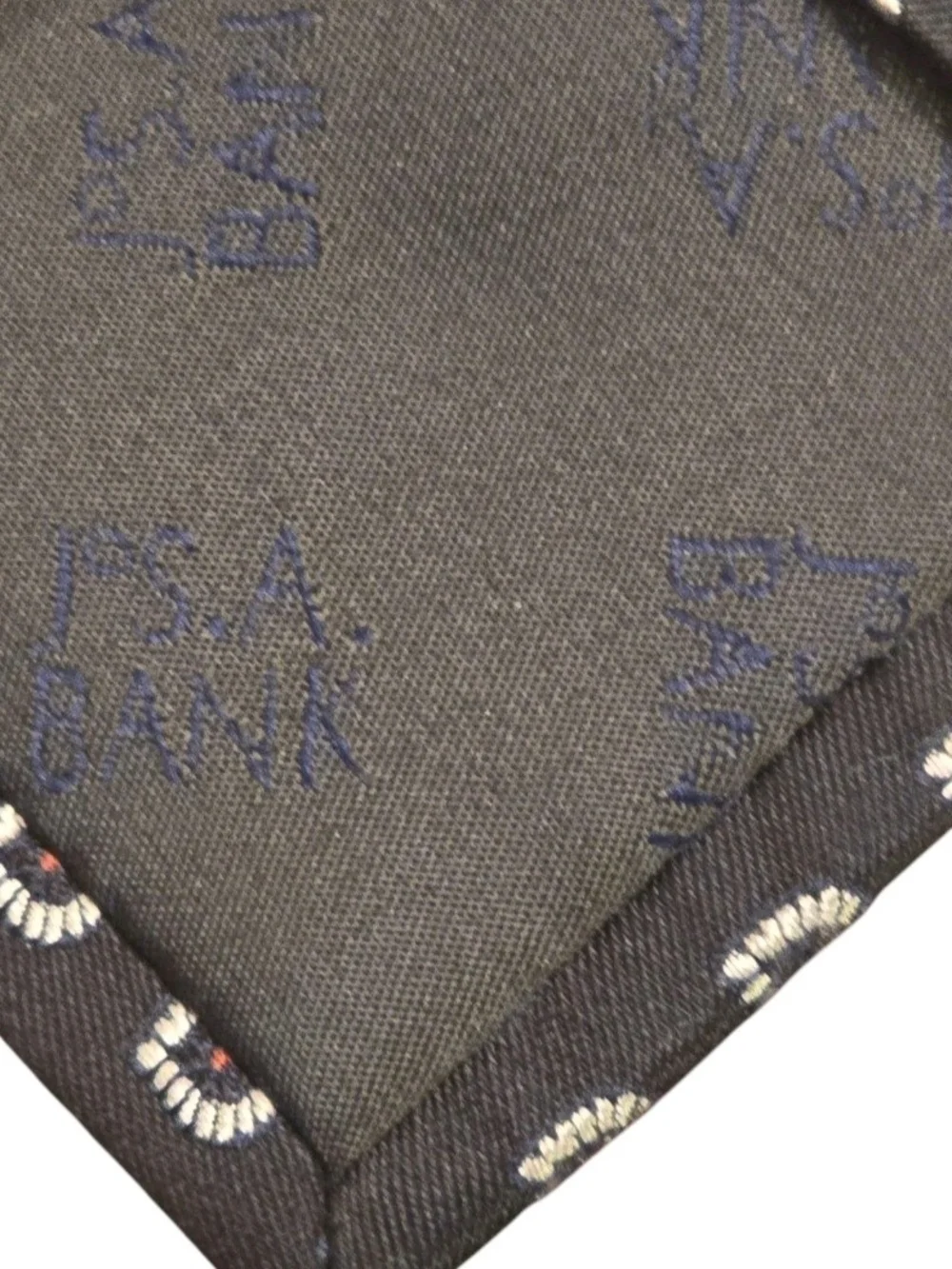 Joseph A. Bank Silk Tie Black Geometric Design Executive Collection Mens Necktie